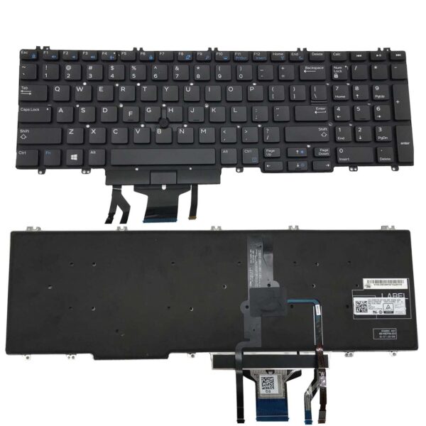 Clavier pour DELL Precision 7530 7730 E7530 M7530 7540 7740 Series Black Frameless, avec Backlight, with Mouse Stick