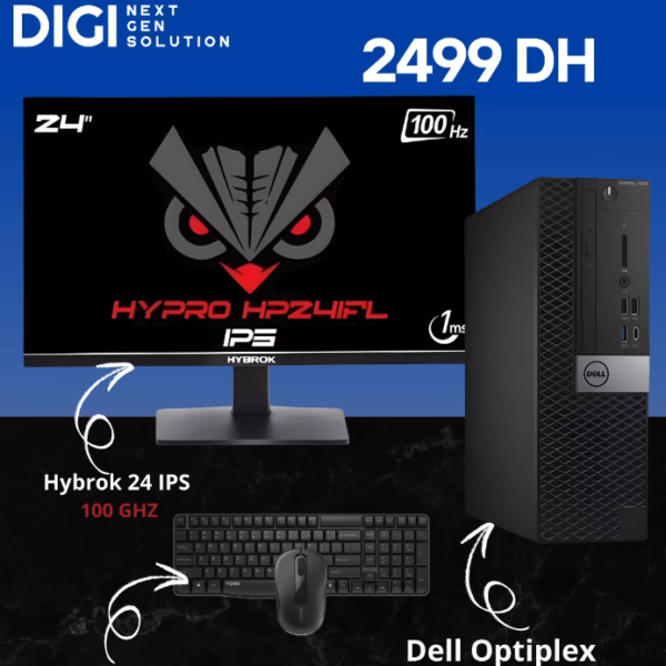 Pack Pc complete i5gen6 8Ram 128SSD - Ecran Hybrok 24" IPS + Clavier et souris sans Fill